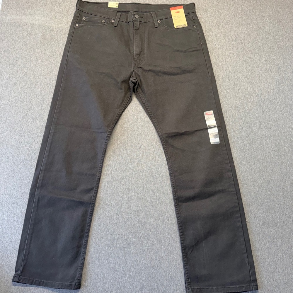 Levis 513 Slim Straight Pants Mens 36x30 Black Grey Stretch Twill 085130124